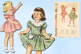 1940s Vintage Simplicity Sewing Pattern 2529 Toddler Girls Scalloped Dress Sz 3
