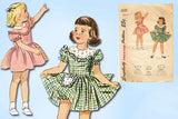 1940s Vintage Simplicity Sewing Pattern 2529 Toddler Girls Party Dress Size 4