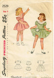 1940s Vintage Simplicity Sewing Pattern 2529 Toddler Girls Scalloped Dress Sz 3