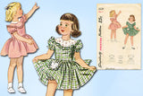 1940s Vintage Simplicity Sewing Pattern 2529 Toddler Girls Scalloped Dress Sz 5