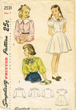 1940s Vintage Simplicity Sewing Pattern 2531 Girls Combination Blouse Slip Sz 7