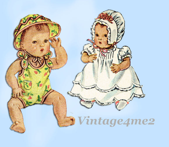 Simplicity 2537: 1940s Sweet 11inch Baby Doll Clothes Set Vintage Sewing Pattern