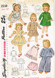 1940s Original Vintage Simplicity Pattern 2538 Cute WWII 16 Inch Doll Clothes