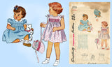 1940s Vintage Simplicity Sewing Pattern 2553 Baby Girls Smocked Dress & Bonnet 6mos
