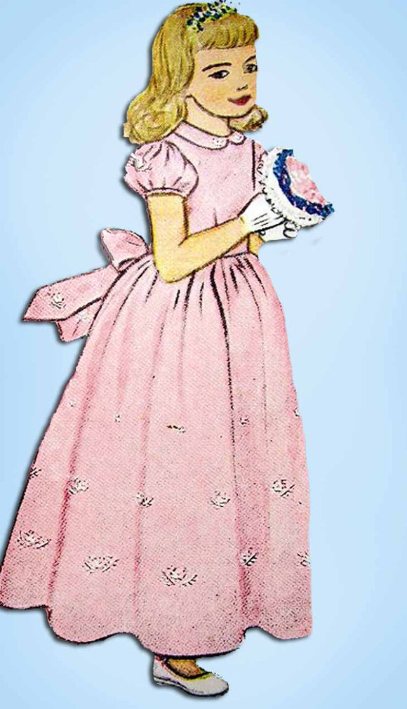 1940s Vintage Simplicity Sewing Pattern 2555 Little Girls Flower Girl Dress Size 7