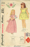 1940s Vintage Simplicity Sewing Pattern 2555 Little Girls Flower Girl Dress Size 7