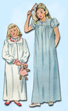 1950s Vintage Simplicity Sewing Pattern 2557 Uncut Little Girls Nightgown Size 7