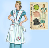 Simplicity 2560: 1940s Charming Embroidered Apron Sz MED Vintage Sewing Pattern