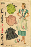 Simplicity 2560: 1940s Charming Embroidered Apron Sz MED Vintage Sewing Pattern
