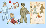 1940s Vintage Simplicity Sewing Pattern 2562 Toddler's Monkey Overalls & Jacket Sz 1