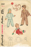 1940s Vintage Simplicity Sewing Pattern 2562 Toddler's Monkey Overalls & Jacket Sz 2