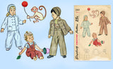 1940s Vintage Simplicity Sewing Pattern 2562 Toddler's Monkey Overalls & Jacket Sz 2