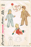 1940s Vintage Simplicity Sewing Pattern 2562 Toddler's Monkey Overalls & Jacket Sz 3