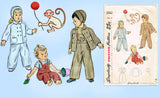 1940s Vintage Simplicity Sewing Pattern 2562 Toddler's Monkey Overalls & Jacket Sz 3