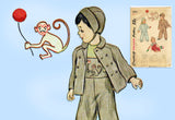 1940s Vintage Simplicity Sewing Pattern 2562 Toddler's Monkey Overalls & Jacket Sz 5