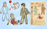 1940s Vintage Simplicity Sewing Pattern 2562 Toddler's Monkey Overalls & Jacket Sz 5