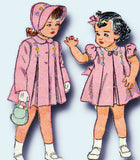 1940s Vintage Baby Girls Dress, Coat & Bonnet 1946 Simplicity Sewing Pattern Sz1 - Vintage4me2