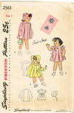 1940s Vintage Baby Girls Dress, Coat & Bonnet 1946 Simplicity Sewing Pattern Sz1 - Vintage4me2