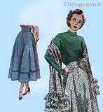 Simplicity 2580: 1940s Charming Misses Ruffled Skirt & Stole Vintage Sewing Pattern