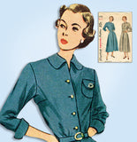 1940s Vintage Simplicity Sewing Pattern 2585 Uncut Misses Shirtwaist Dress 34 B