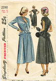 1940s Original Vintage Simplicity Sewing Pattern 2590 Misses Peplum Dress 34 B