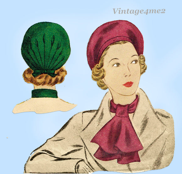 Simplicity 2595: 1930s Misses Hat & Accessory Set Sz LRG Vintage Sewing Pattern