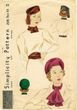 Simplicity 2595: 1930s Misses Hat & Accessory Set Sz LRG Vintage Sewing Pattern