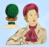 Simplicity 2595: 1930s Misses Hat & Accessory Set Sz LRG Vintage Sewing Pattern