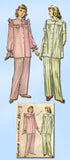 1940s Vintage Simplicity Sewing Pattern 2598 Uncut Misses Pajamas Easy! Size 20