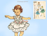 Simplicity 2606: 1950s Cute Uncut Baby Girls Dress Size 1 Vintage Sewing Pattern