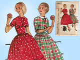 Simplicity 2611: 1950s Teen Misses Day Dress Size 33 B Vintage Sewing Pattern
