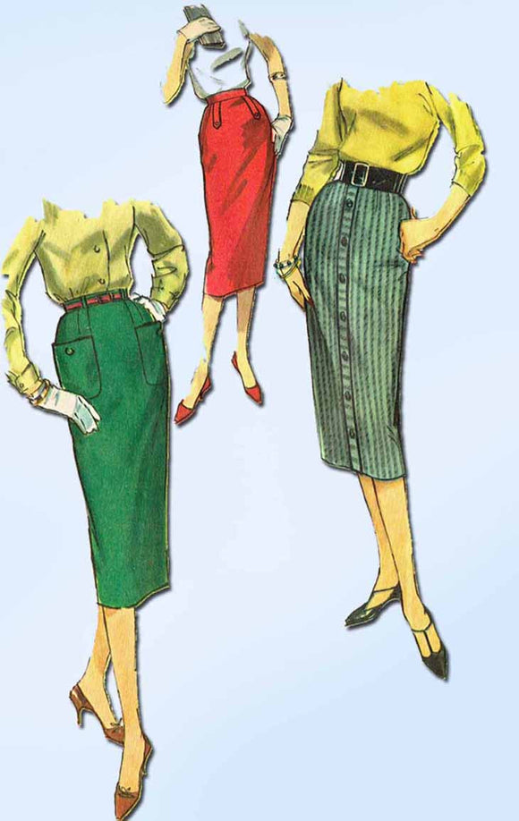 1950s Vintage Simplicity Sewing Pattern 2613 Simple Uncut Misses Skirt Size 28 W
