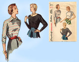 1940s Vintage Simplicity Sewing Pattern 2614 Uncut Misses Kimono Blouse Sz 30 B