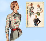 1940s Vintage Simplicity Sewing Pattern 2614 Uncut Misses Kimono Blouse Sz 34 B