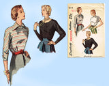 1940s Vintage Simplicity Sewing Pattern 2614 Uncut Misses Kimono Blouse Sz 34 B