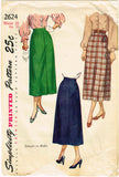 1940s Original Vintage Simplicity Pattern 2624 Simple to Make Misses Skirt 28 W