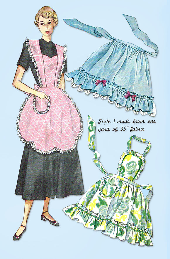1940s Vintage Simplicity Sewing Pattern 2644 Uncut Easy One Yard Apron Fits All