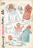 1940s Vintage Simplicity Sewing Pattern 2656 Infant Layette Christening Dress