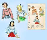 1940s Vintage Simplicity Sewing Pattern 2658 Uncut Little Girls Blouse Size 7