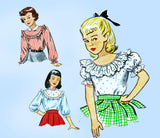 1940s Vintage Simplicity Sewing Pattern 2658 Uncut Little Girls Blouse Size 7
