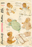 Simplicity 2659: 1940s Sweet 11inch Baby Doll Clothes Set Vintage Sewing Pattern