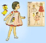 1950s Vintage Simplicity Sewing Pattern 2667 Toddler Girls Dress & Pinafore Sz 3