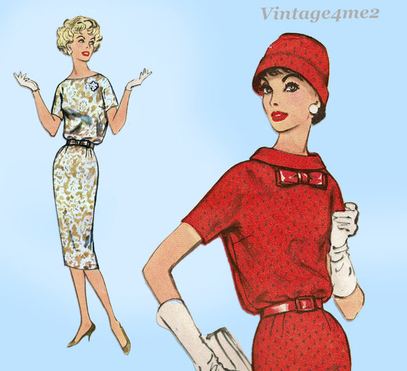 Simplicity 2681: 1950s Easy Misses Day Dress Sz 32 Bust Vintage Sewing Pattern