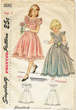 1940s Vintage Simplicity Sewing Pattern 2686 Sweet Little Girls Dress or Gown Sz 7