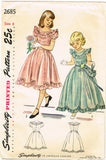 1940s Vintage Simplicity Sewing Pattern 2685 Sweet Little Girls Dress or Gown Sz 8