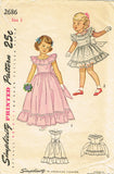1940s Vintage Simplicity Sewing Pattern 2686 Sweet Toddler Girls Dress or Gown Sz 3
