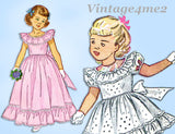 1940s Vintage Simplicity Sewing Pattern 2686 Sweet Toddler Girls Dress or Gown Sz 3