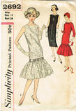 1950s Vintage Simplicity Sewing Pattern 2692 Uncut Misses Cocktail Dress Sz 34 B