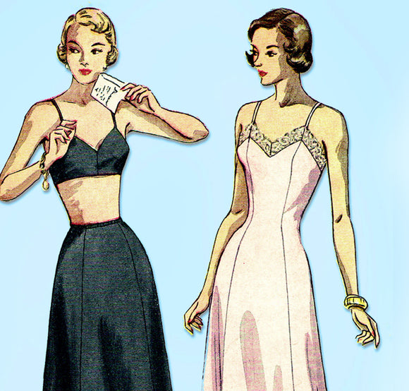 1940s Vintage Simplicity Sewing Pattern 2693 Simple Misses Slip Size 34 Bust - Vintage4me2