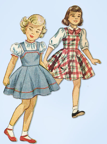 1940s Vintage Simplicity Sewing Pattern 2715 Uncut Baby Girls Jumper Dress Sz 1